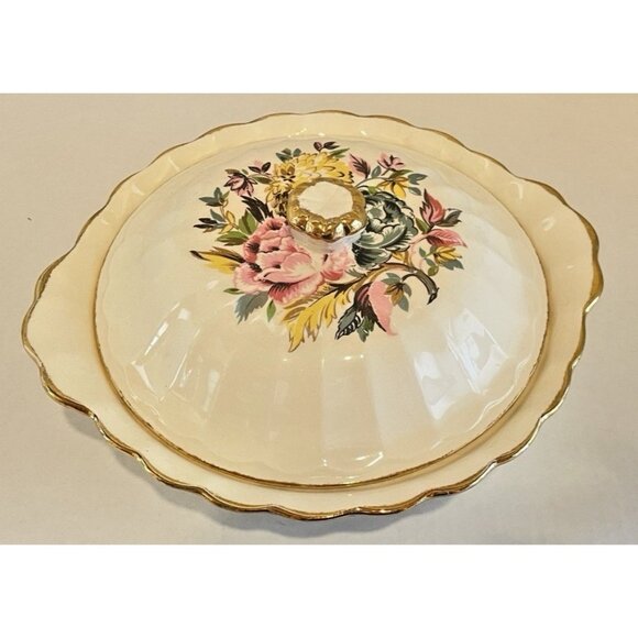 Vintage Vegetable Dish w/ Lid Monsoon Regency Pattern Earthen Sovereign Canada - Picture 1 of 8